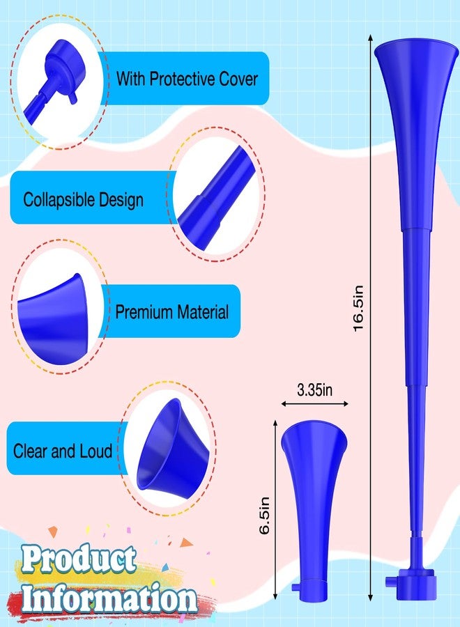 Hongdouo Stadium Horn, Vuvuzela Plastic Trumpet Collapsible Cheering Blow Horns Loud Sound Soccer Trumpets Noise makers for Sporting Events Football Games Carnival Fun Birthday Party Favors - 1PCS (Blue) - Image 2